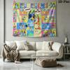 Bluey Cartoon Wall Tapestry Aesthetic Wall Hanging Printed Fabric Blanket Decorative Tapestries for Bedroom Living Room Home Decor