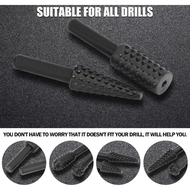 Набор вращающихся сверл Rongon для резьбы по дереву, напильник, рашпиль, сверло из 5 шт., хвостовик 1/4" 6 мм, мощность инструмента