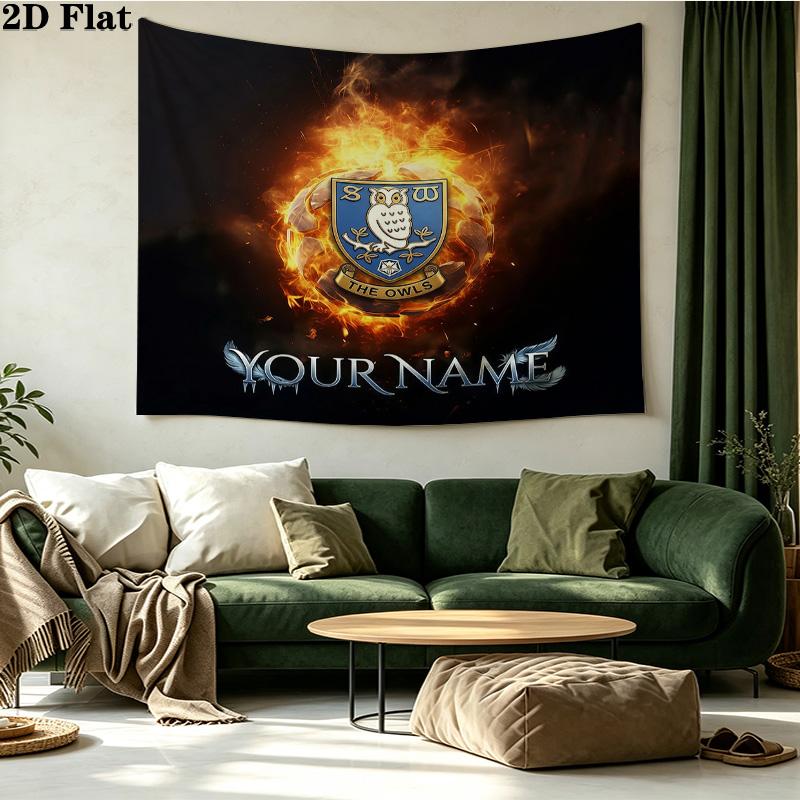 Custom Name Sheffield Wednesday Printed Tapestry – Wall Hanging for Bedrooms, Dorms, and Home Decor