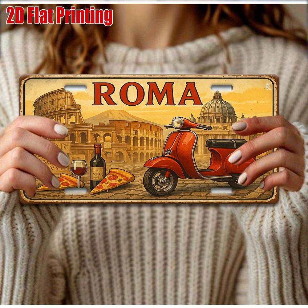 Печать, , Винтажная металлическая номерная табличка, Настенное искусство для улицы, Алюминиевая табличка с номером ROMA с и Вино, для дома, бара, кафе, гаража