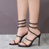 Luxury Rhinestones Snake Coiled Stiletto Heeled Women Gladiator Sandals 2024 Summer Silver Sole High Heels Banquet Wedding Shoes