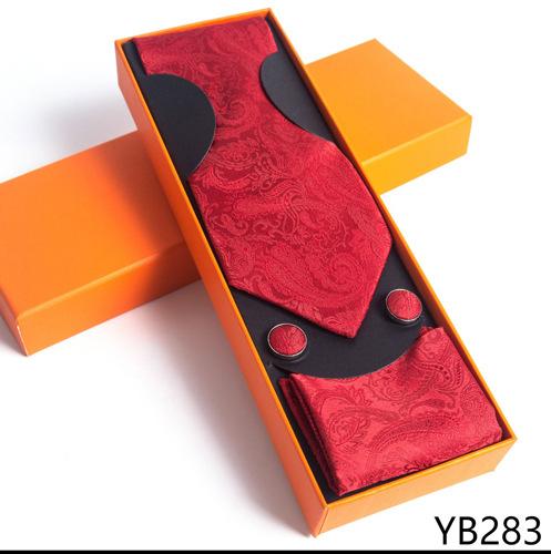 Мужской галстук с квадратной манжетой, подарочный набор в деловой повседневной оранжевой подарочной коробке