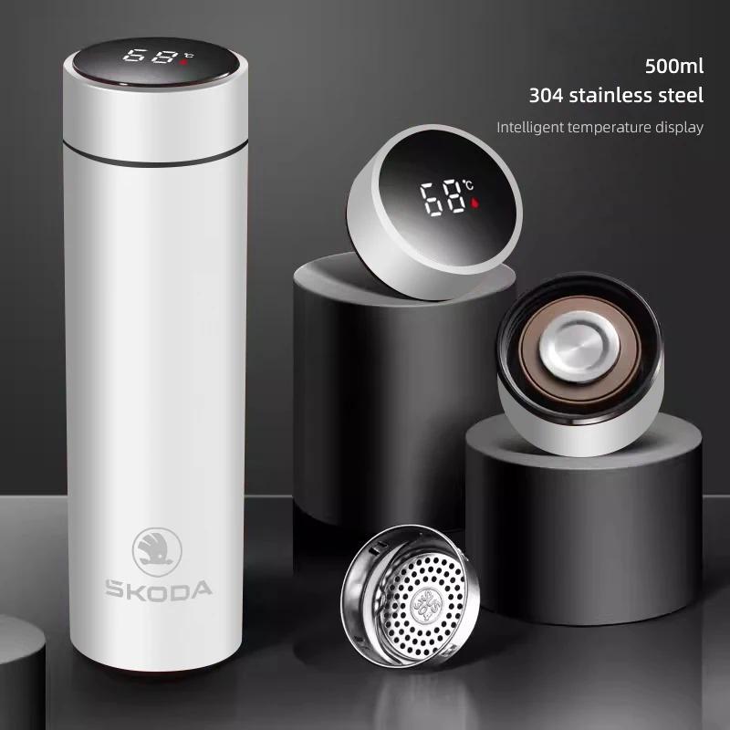 2025 New 500ml Car Insulated Cup Water Cup Coffee Tea Thermos Mug For Skoda Fabia Superb Yeti Octavia Enyaq Rapid Kodiaq Kamiq K