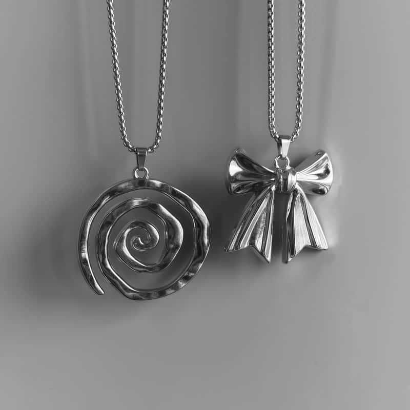 Bohemian Y2k Sliver Color Stainless Steel Snake Chain Thick Spiral Pendant Necklace for Women Men Trendy Collar Chain Jewelry3