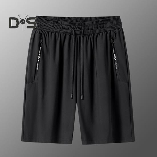 Мужские шорты с эластичным поясом, средней посадкой, дышащие шорты с карманами, быстросохнущие, тонкие шорты для отдыха из ледяного шелка