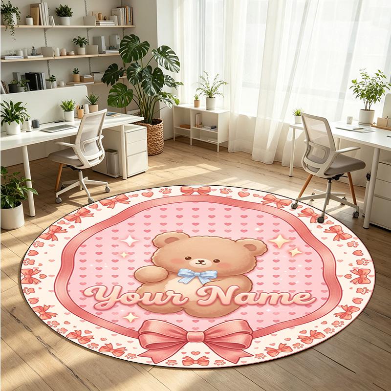 Mandala Ornament (414) Theme Round Crystal Velvet Rug Custom Name Text Personalized Floor Mat Home Decor Non Slip Crystal Carpet