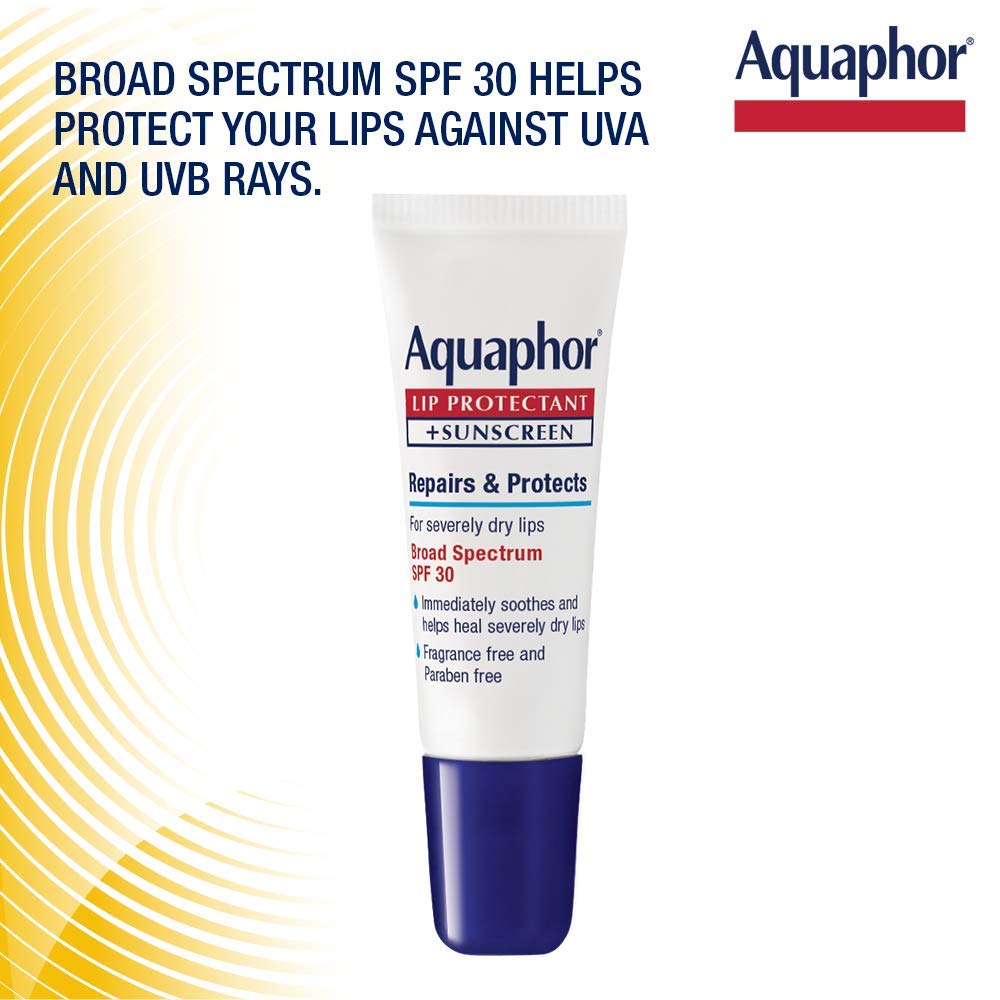 Aquaphor Бальзам для губ - Широкий спектр SPF 30 - Успокаивает сухие, обветренные губы - Тюбик 0,35 унции