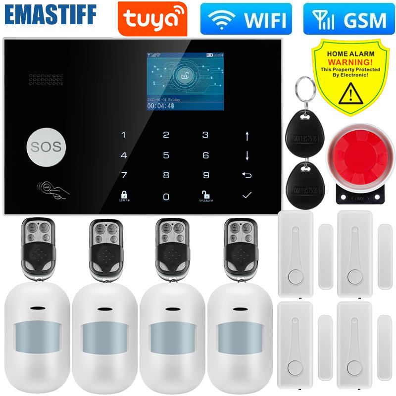 W7B Alarm System for Home Burglar Security Wireless 433MHz WiFi GSM Alarm Door Sensor Tuya Camera Smart House App Control