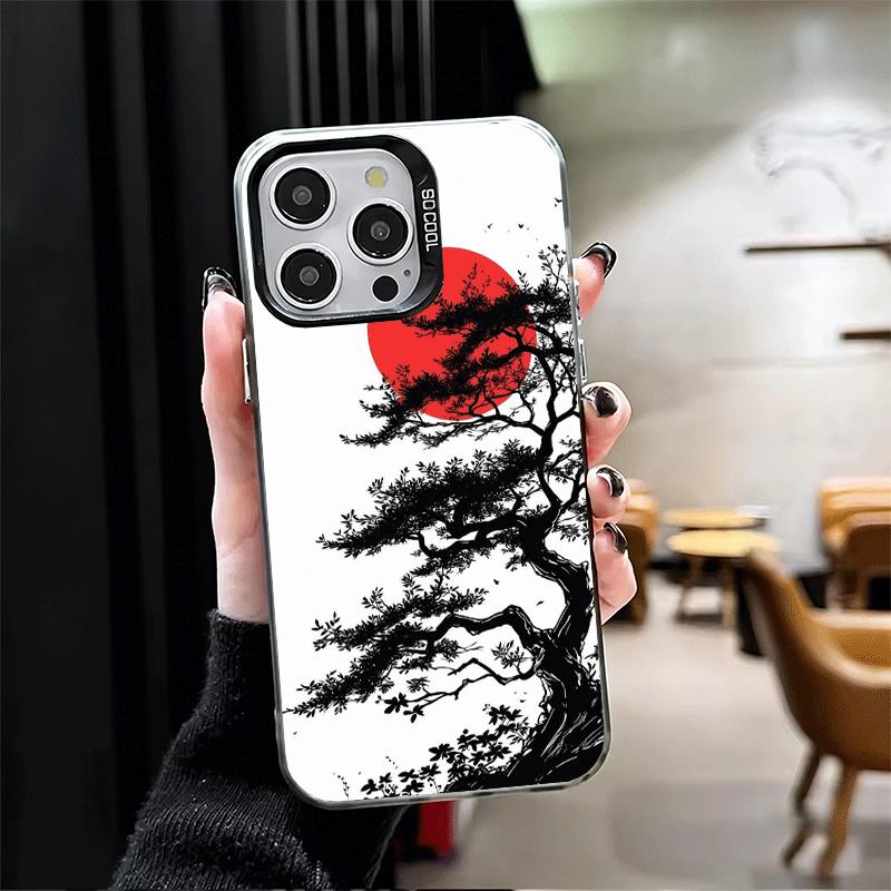 Японский минималистичный чехол для телефона с сосной для iPhone 15 16 17 Pro Max 17Air 16E 14 Plus 13 12 Mini, противоударная задняя крышка She