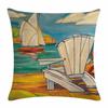 Artistic Beach Oil Painting Cushion Cover With Invisible Zipper For Stylish Interiors