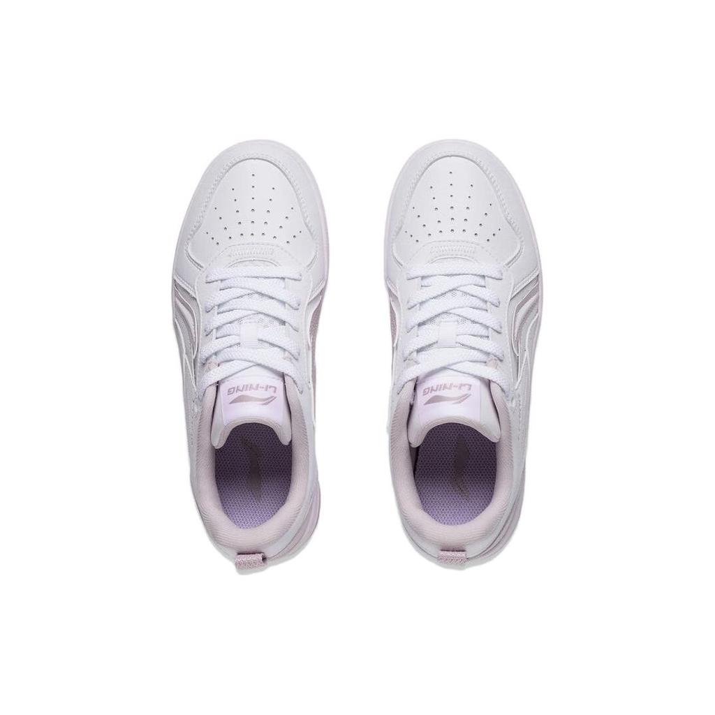 Li Ning Casual Versatile Non-Slip Lightweight Durable Low-Top Skate Shoes Women Sneakers White Purple AGCT342-1