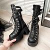 Fashion Comemore Punk Goth Women Motorcycle Boots Belt Buckle Thick Bottom Platform Shoes Woman Black Cool Street Mid-calf Botas Female