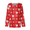 Women's T Shirt Tee Christmas Print Button Long Sleeve Daily Weekend Fashion Basic V- Neck Regular Top