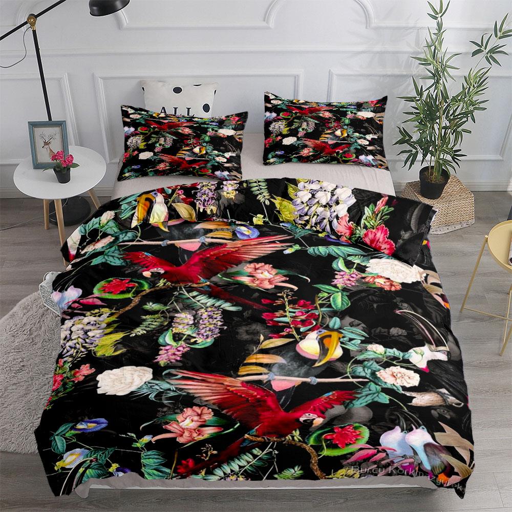 Floral And Birds Duvet Cover Set King Queen Double Full Twin Single Size Duvet Cover Pillow Case Bed Linen Set