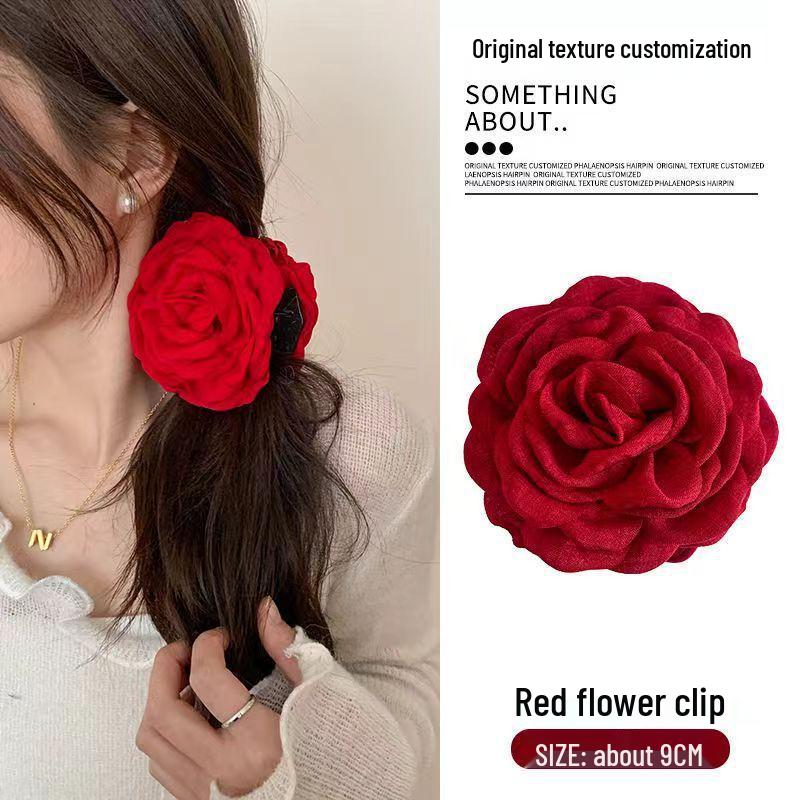 Caro 3D Rose Hair Claw Clip - 2024 High-End Floral Shark Clip for Women, Elegant Headwear