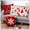 Christmas Red and White Patterned Throw Pillow Cushions Polyester Pillowcase, Sofa Decorative Cushion Cov Headboard Pillow