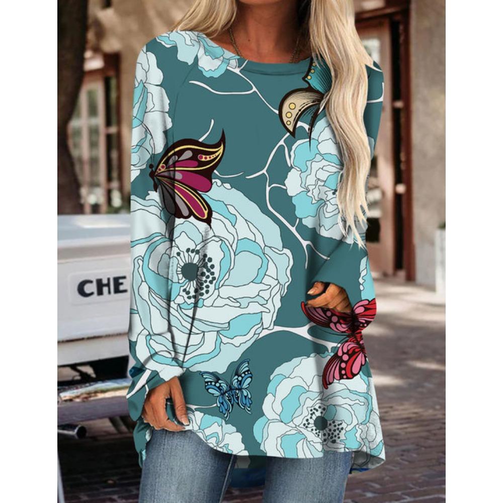 Женская футболка с длинным рукавом, новый топ с принтом, модная новая одежда на осень и зиму, свободная версия большого размера с длинным рукавом