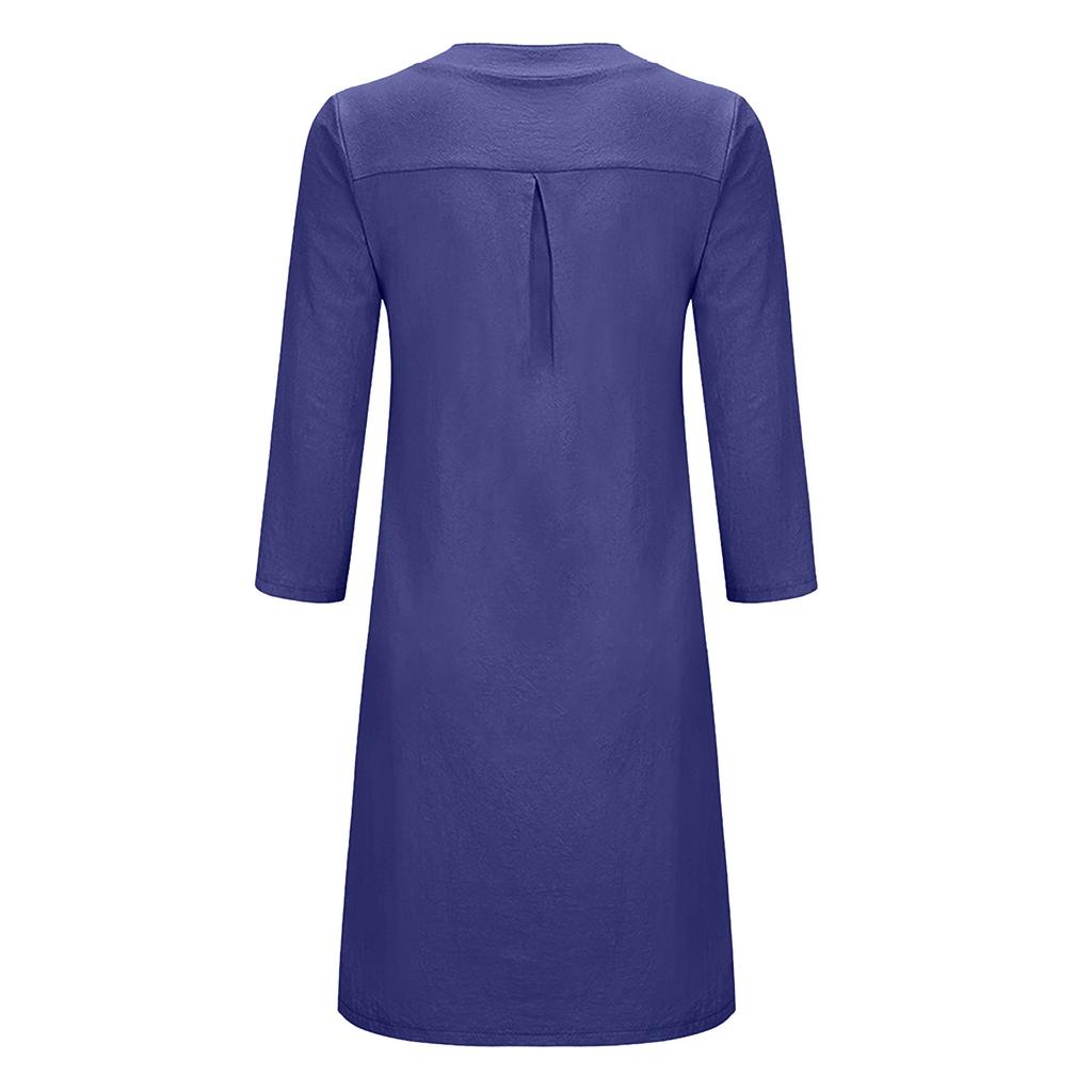 Женская мода повседневное платье-рубашка с длинным рукавом и карманом на пуговицах