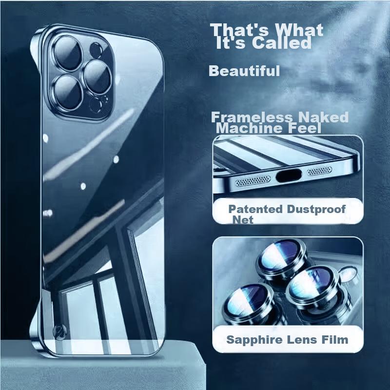 With Built-In Lens ProtectorPhone Case for IPhone 12 Pro Max, Borderless Full Lens Protection, Fully Transparent, Ultra-Thin, Shockproof