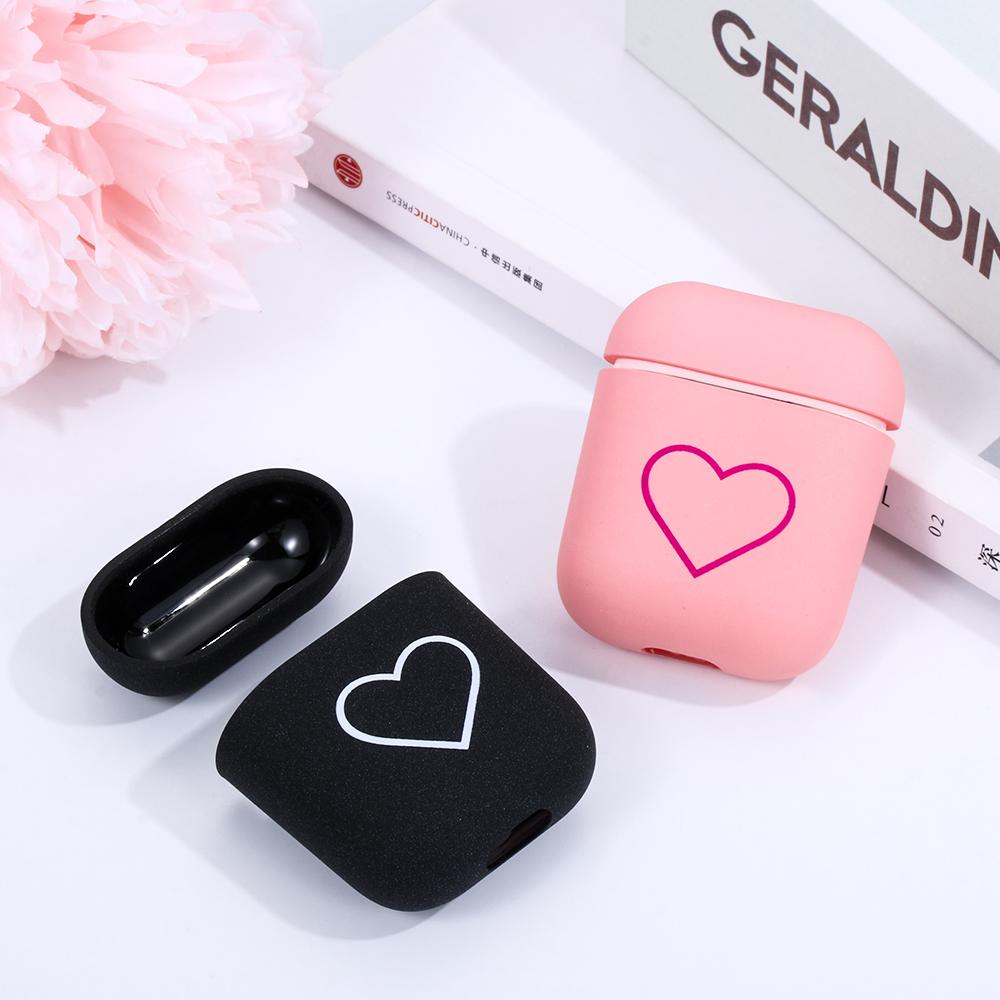 New Matte Couples Love Heart Hard PC Case For Apple Airpods Protective Cover