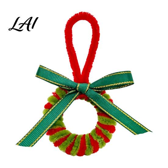 Indoor Xmas Window Decorations Handmade Pipe Finished Chenille Ornament Cleaner Christmas Stems Wreath Crafts Reusable Holiday Scene Decor