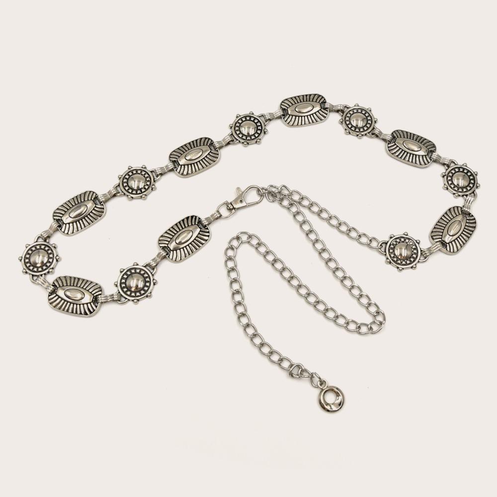 Ретро Звезда Пояс Цинковый Сплав Цинка Y2K Серебристая Поясная Цепочка Регулируемый Винтажный Золотой Цепочный Пояс Женский