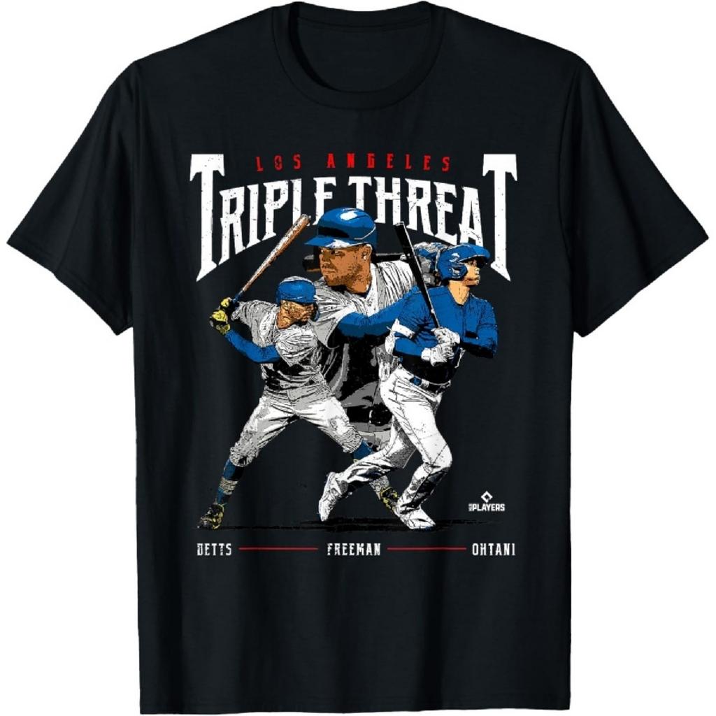 Тройная угроза Охтани, Беттс, Фримен Лос-Анджелес Футболка MLBPA