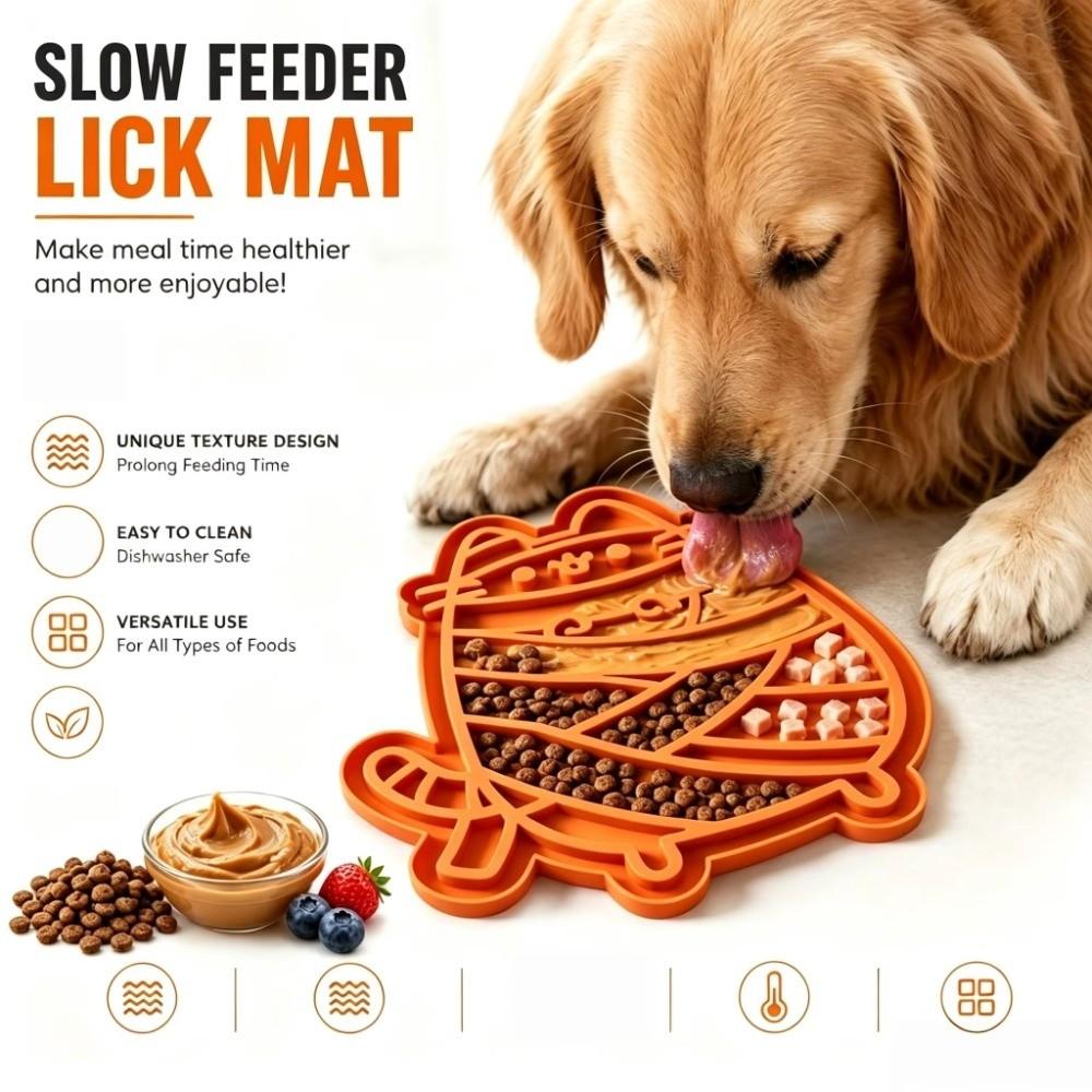 Silicone Slow Feeder Dog Bowl Cartoon Slow Feeding Mat Easy To Clean Dog Licking Bowl Meal Time