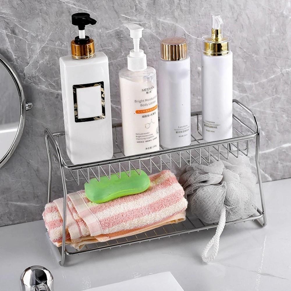 Space Saving Hollow Drain Basket Stainless Steel Kitchen Rack New Storage Shelf Kitchen