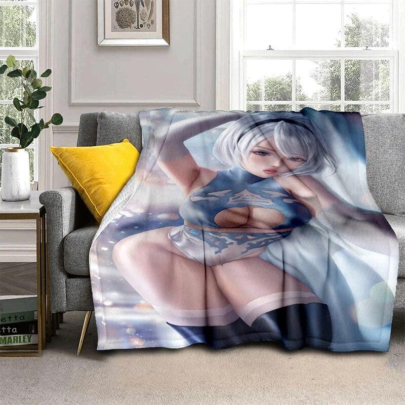 Hot Anime Sexy Girl Soft Plush Sofa Bed Throwing Cartoon Picnic Blankets Modern Flannel Blanket Gedruckt Bettdecke Geschenk Gift