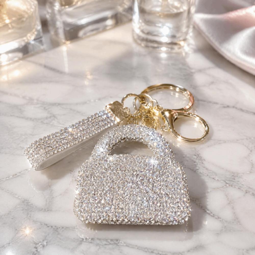 Luxury Rhinestone Mini Handbag Keychain Sparkling Car Key Ring Rhinestone Keychain Handbag Pendant