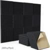24Pcs Upgraded 12"x12"x1" Self Adhesive Acoustic Foam Wedge Tiles Studio Sound Foam Panel Wall Pad Room Soundproof Treatment