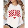 Женская футболка большого размера с принтом "Mama" Белая Красно-белая в клетку Буквы Свободный крой Мягкая Дышащая Подарок на День Матери Весна Лето Повседневная Машина