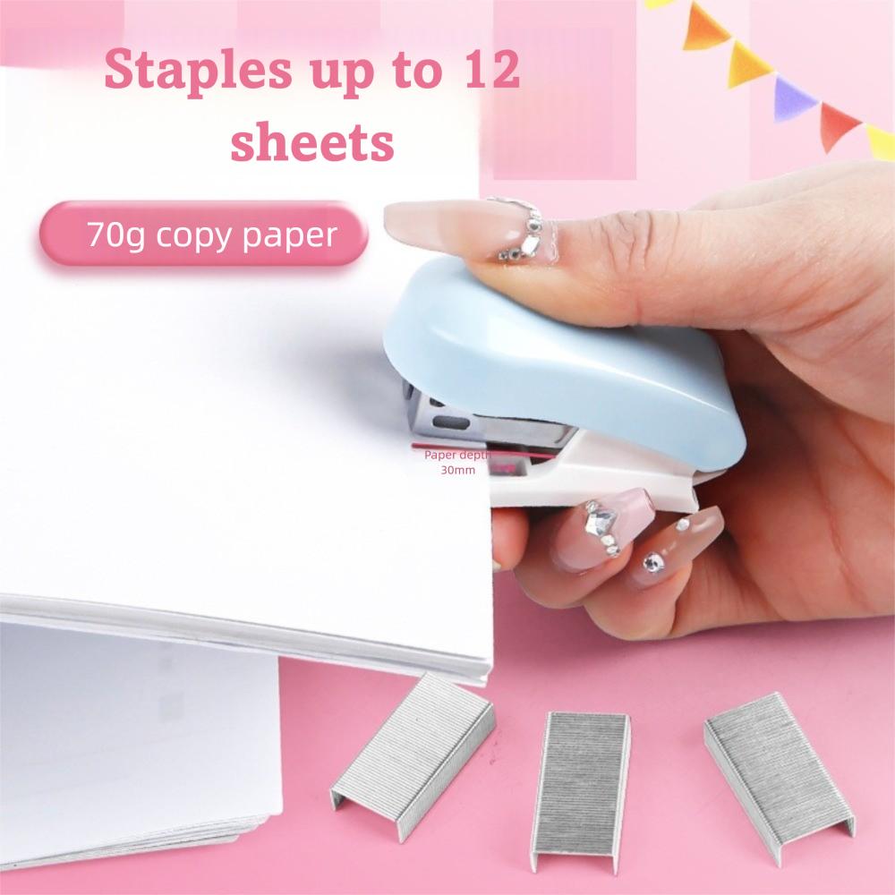 Macaron Color Mini Stapler Cartoon Design Test Paper Stapler Cute Bookbinding Machine School Use