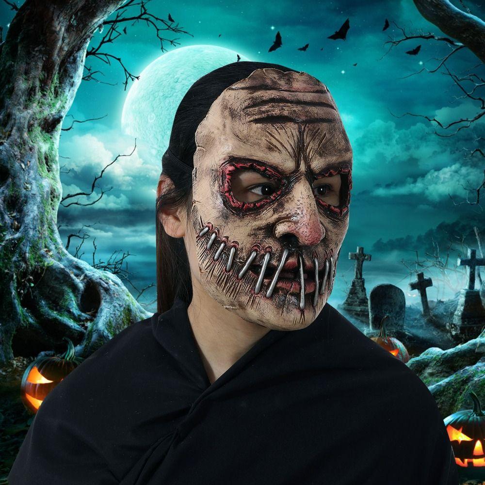 Маска-призрак на Хэллоуин с большим ртом и ногтями, имитация головного убора, маска на Хэллоуин, крутая маска ужасов для взрослых