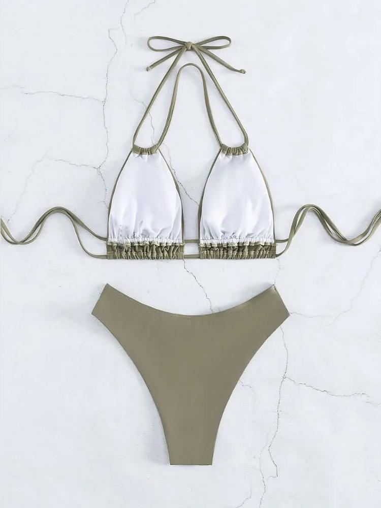 Nylon Solid Bikini Swimwear Sexy Fashion Modelling Design Swimsuit Women 2025 New Style Beachwear for Bathing Suit