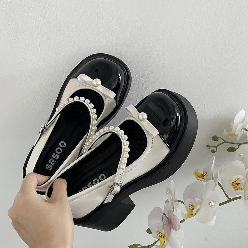 Туфли Мэри Джейн на толстом каблуке, женские, летняя юбка 2025 года, французские туфли с круглым носком и ароматом на высоком каблуке