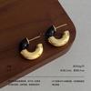 Contrast color drip splicing C ring earrings enamel metal small ear buckle retro modern high-end French commuter earrings