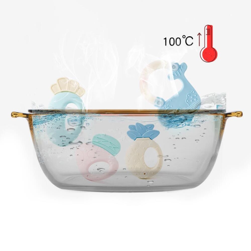 Baby Teether Fruit Shape Infant Silicone Teething Teether Rattle Teether Grip Sensory Interactive Toys