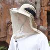 Mosquito Head Net Hat with Fan for Men Women Wide Brim Sun Hat with Mesh Net Summer Cooling Bucket Hat for Outdoor Fishing Hiking
