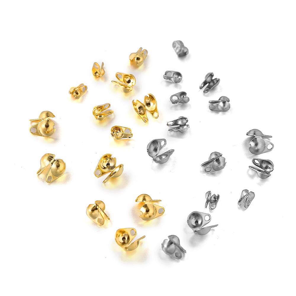 50pcs/lot Stainless Steel Ball Chain Clasps End Crimping Cover Beads Connector For DIY Jewelry Making Supplie Accessories