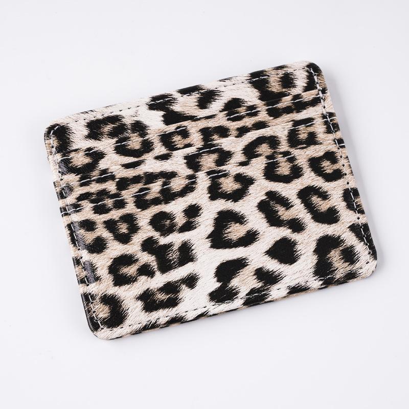 Women Leopard Print Card Wallet PU Leather Multi Slot ID Credit Card Holder Case Ultra Thin Card Sleeve