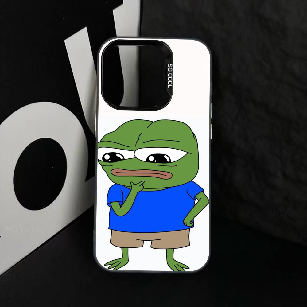 Грустная Смешная Лягушка Мем Чехол для Телефона Для iPhone 17,16,15,14,13,12,11 Plus,Pro Max,XS,Красочный Серебристый Черный Чехол