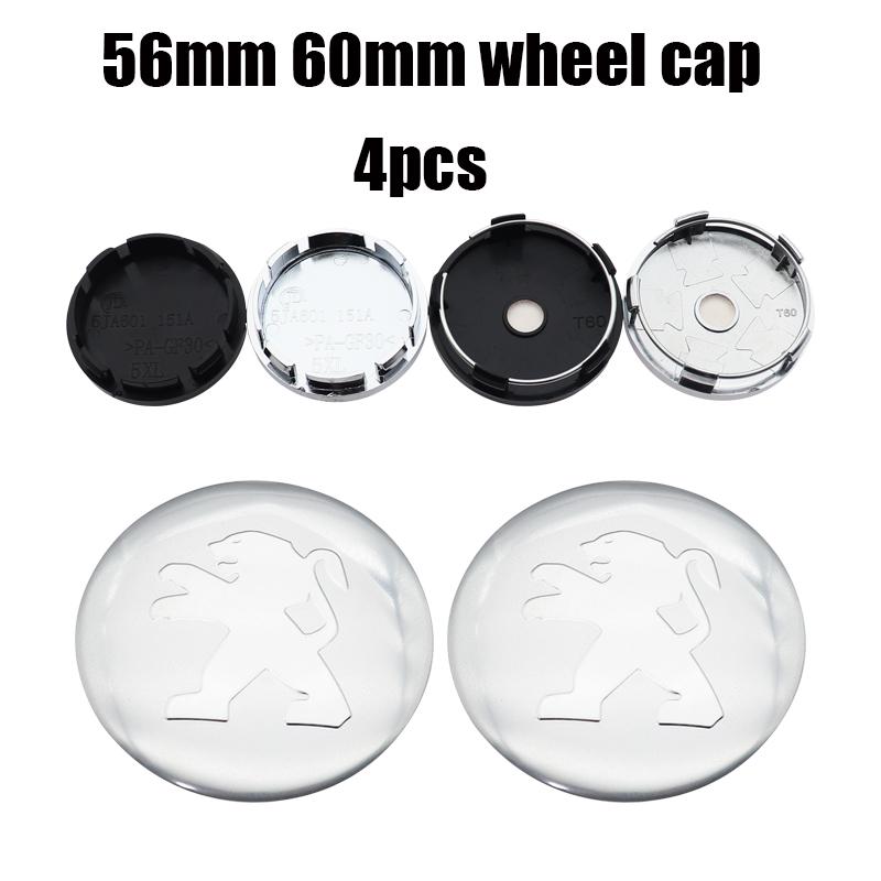 4pcs 3D 56mm 60mm Peugeot new Car emblem Wheel Center Hub Cap auto Rim refit dust-proof badge covers sticker styling accessories