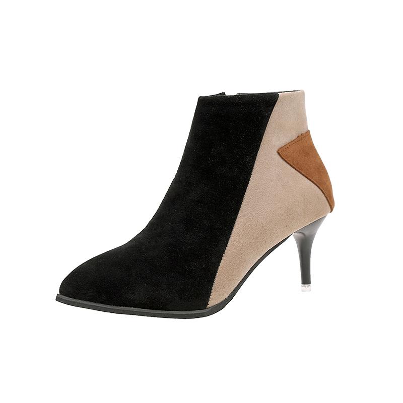 Модные женские ботильоны на высоком квадратном тонком каблуке с острым носком и молниями из натуральной кожи разных цветов, женские ботинки896