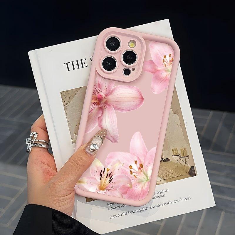 Чехол для телефона с рисунком розового гибискуса, подходит для iPhone 17 16 15 14 13 12 11 Pro/Max/Plus, противоударная задняя крышка