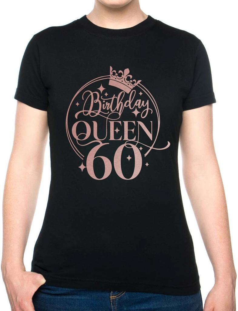 Футболка Birthday Queen 60 Женский крой Подарок на 60-летие Женская футболка Розовое золото