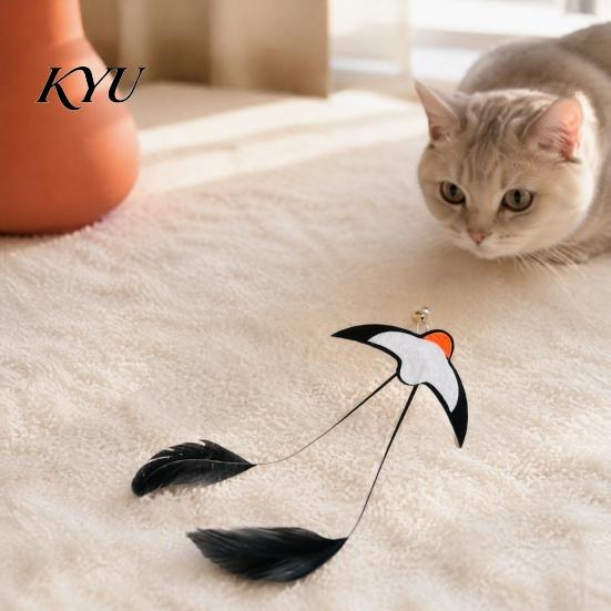 Flying Bird Cat Toy Interactive Swallow Toy, Feather Wand with Bell, for Indoor Cats Hunting Instinct Exercise and Play Bell