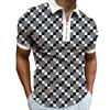 Мужская повседневная тонкая рубашка-поло с коротким рукавом и застежкой-молнией в мелкую клетку