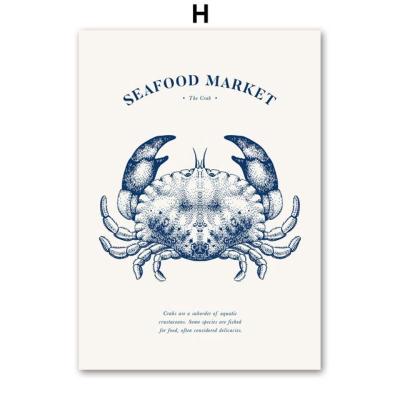 Океан Парусник Пляж Ракушка Краб Раковина Пейзаж Плакаты И Принты Настенное Искусство Холст Масло Живопись Картины Для Декора Гостиной